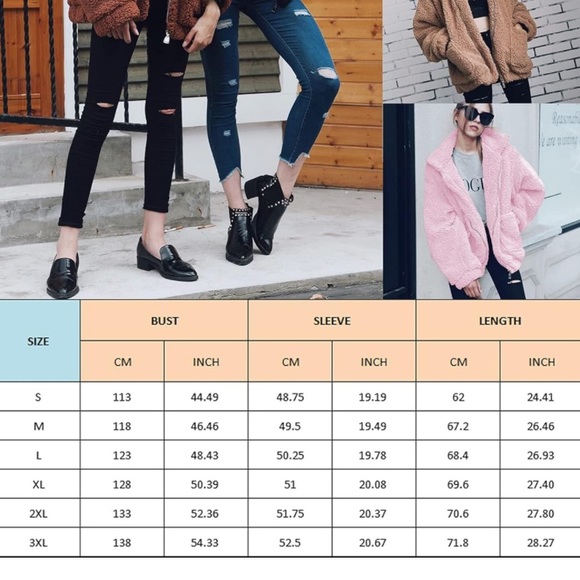 white teddy bear women jacket bomber faux fur zip coat - Picture 5 of 7